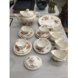 A ROYAL CROWN DERBY 'DERBY POSIES' PART TEASET COMPRISING OF CUPS, SAUCERS, SIDE PLATES, TEAPOT,