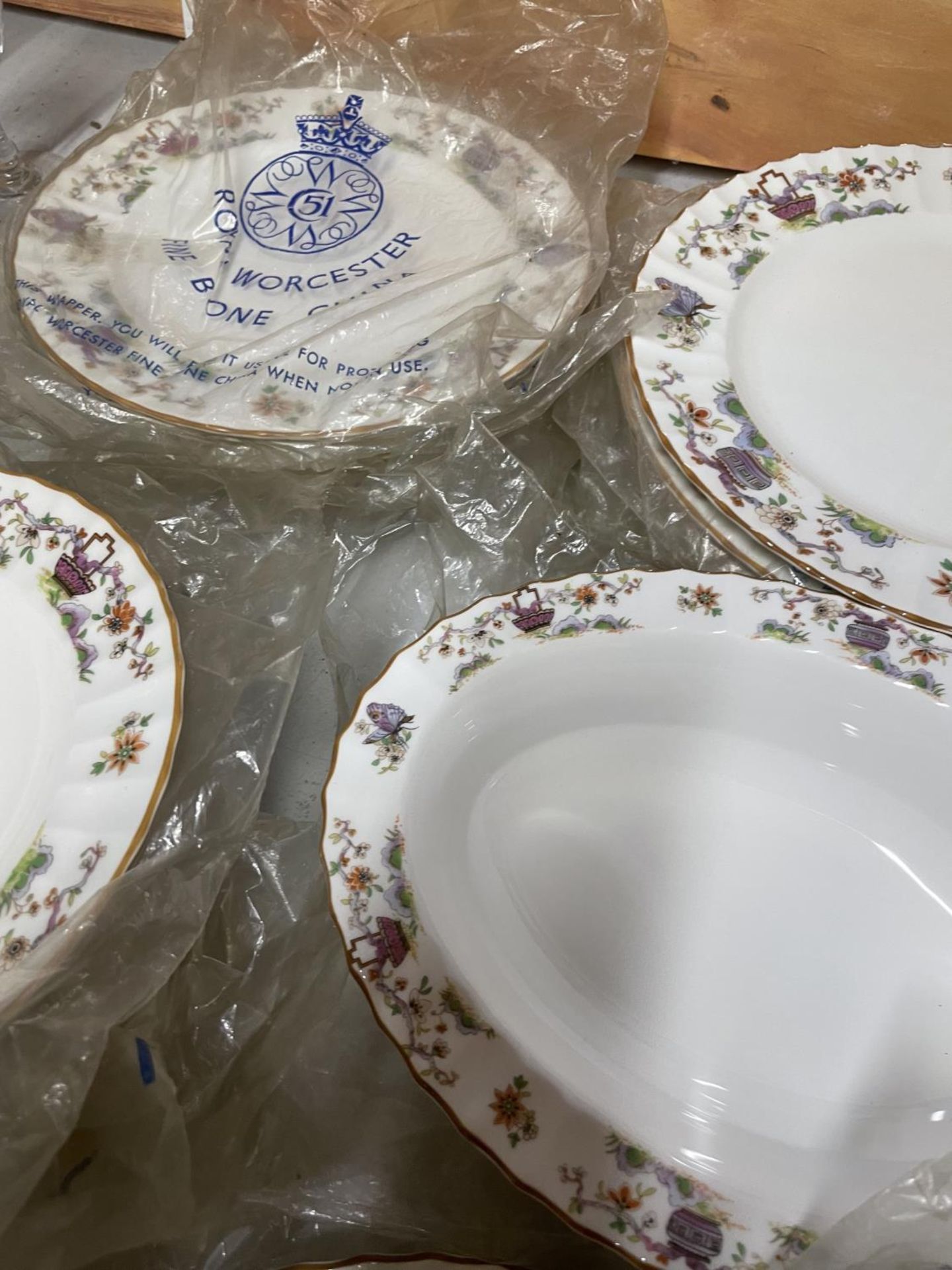 A COLLECTION OF ROYAL WORCESTER 'PEKIN' PLATES AND BOWLS, ETC WITH THE ROYAL WORCESTER PROTECTIVE - Image 2 of 3