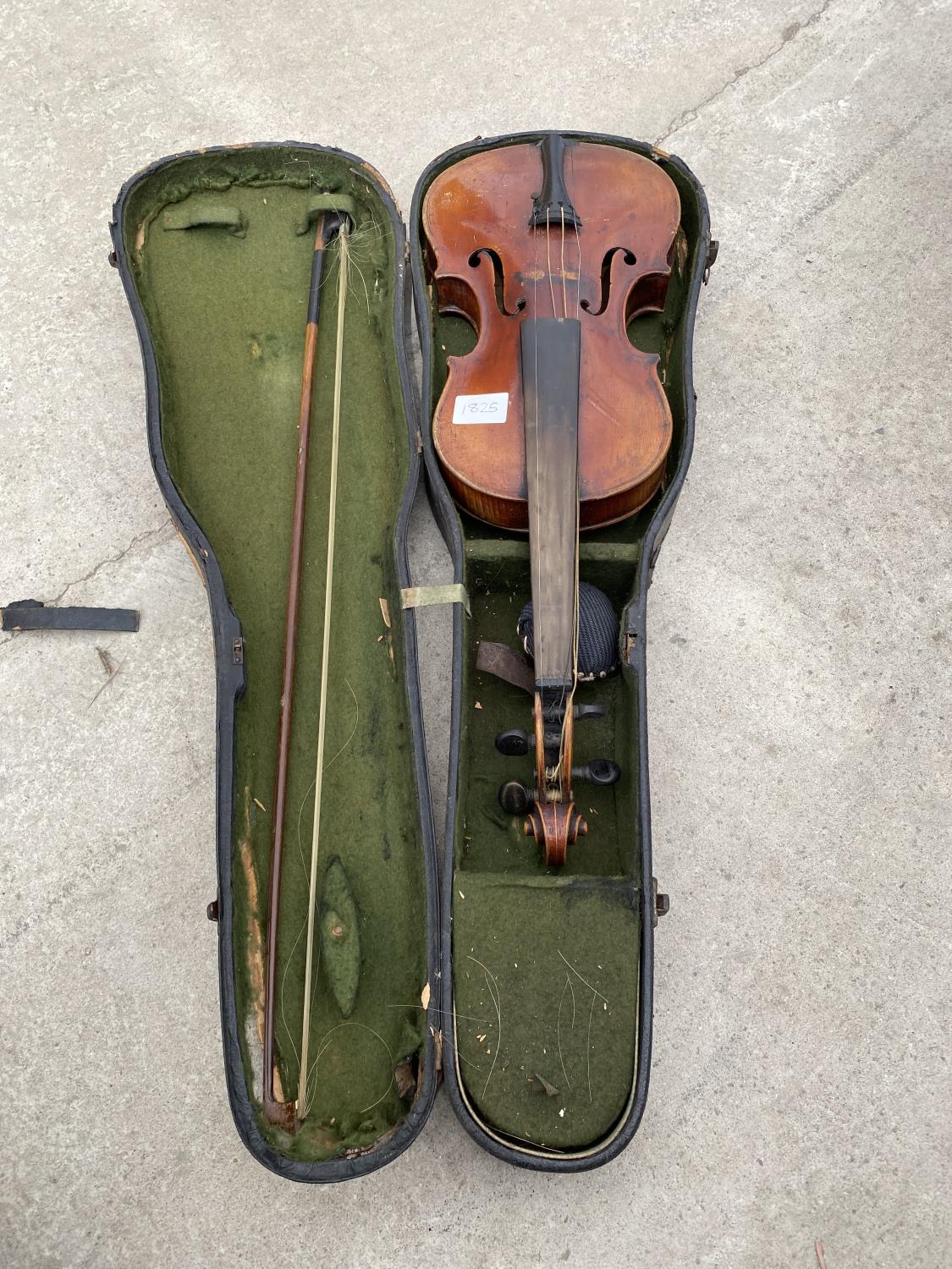 A VINTAGE CASED VIOLIN AND BOW