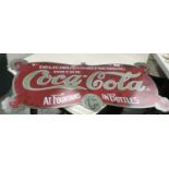 A LARGE 'COCA-COLA' TIN PLATE SIGN 86CM X 42CM