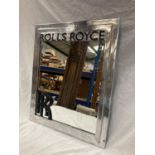 A SILVER COLOURED 'ROLLS ROYCE' WALL MIRROR 50CM X 60CM