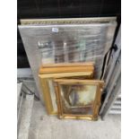 AN ASSORTMENT OF FRAMED PRINTS AND MIRRORS