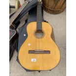 AN ACOUSTIC GUITAR WITH CARRY CASE