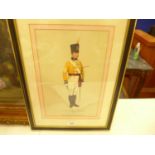 THREE GLAZED AND FRAMED COLOURED PRINTS OF BRITISH NAPOLEONIC SOLDIERS, FRAME 46X34CM