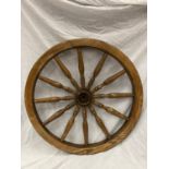 A VINTAGE STYLE OAK CART WHEEL DIAMETER 73CM