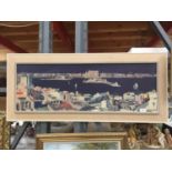 A LANDSCAPE PRINT OF A MEDITERANEAN SCENE 113CM X 49CM