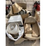 AN ASSORTMENT OF HOUSEHOLD CLEARANCE ITEMS TO INCLUDE TILES AND LAMP SHADES