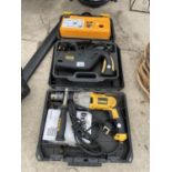 A MCKELLER RECIPRICATING SAW, A DEWALT SDS DRILL AND A COMPRESSOR