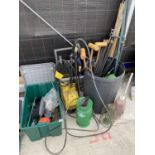AN ASSORTMENT OF ITEMS TO INCLUDE A PRESSURE WASHER, DRAINING RODS AND A SPRAYER ETC