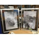 TWO LARGE PIECES OF FRAMED MODERN WALL ART 57CM X 77CM