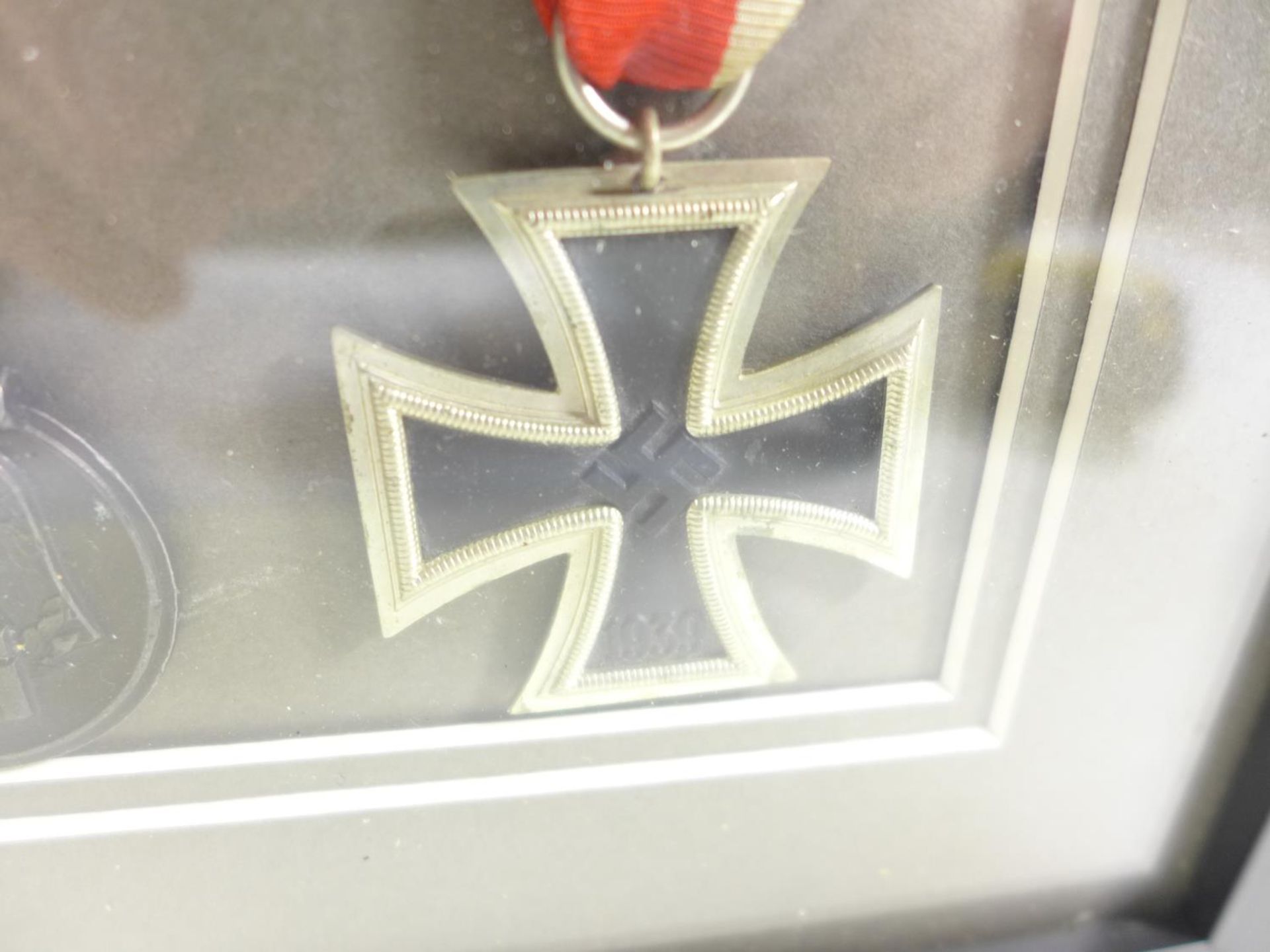 A FRAMED NAZI MEDAL IRON CROSS SECOND CLASS AND A NAZI EASTERN FRONT MEDAL - Image 2 of 5