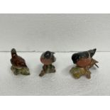 THREE BESWICK BIRDS TO INCLUDE A BULLFINCH, A CHAFFINCH AND A WREN
