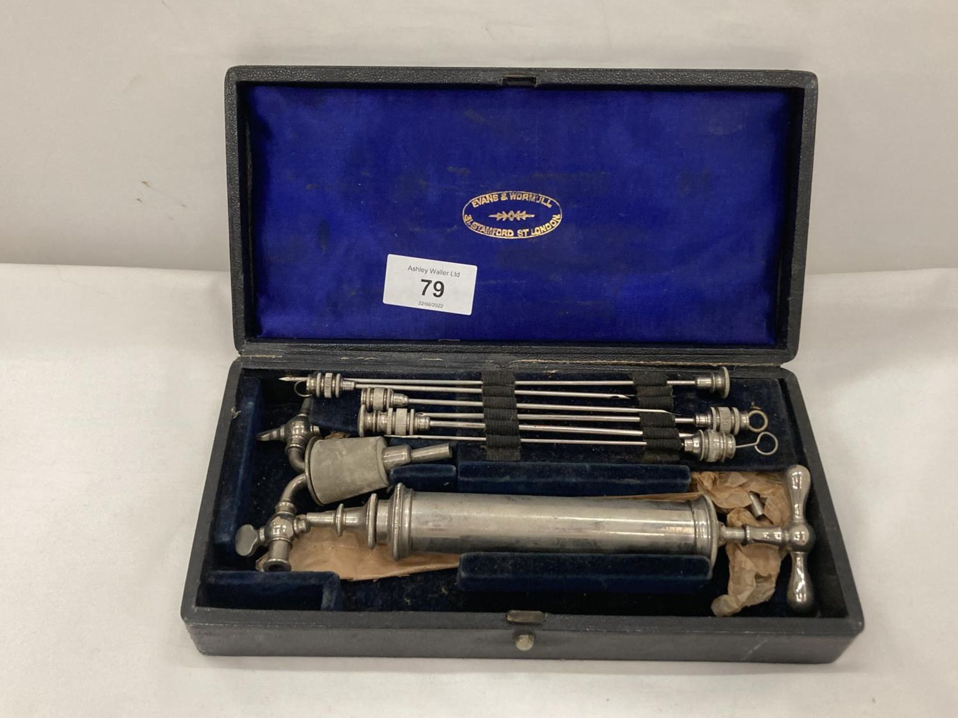 A BOXED SET OF MILITARY MEDICAL INSTRUMENTS