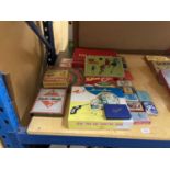 A VARIETY OF BOARD GAMES TO INCLUDE DRAUGHTS, TIDDLEYWINKS, RING TOES AND SHOOTING GAME, MONOPOLY