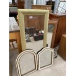FOUR VARIOUS FRAMED WALL MIRRORS
