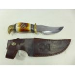 A BOWIE KNIFE AND SCABBARD 10.5 CM BLADE