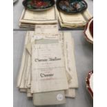 A QUANTITY OF VINTAGE POSSIBLY VICTORIAN DOCUMENTS RELATING TO MORTGAGES, CONVEYANCES, ETC