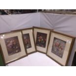 FOUR FRAMED PRINTS OF VASES OF FLOWERS BY ALBERT WILLIAMS