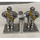 A PAIR OF CHROME MICHELIN MEN BOOKENDS HEIGHT 13CM