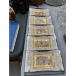 FIVE BOXED LEONARDO COLLECTION FLORAL AND GILT RECTANGULAR PLATES