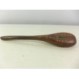 AN OLD AUSTRALIAN ABORIGINAL CLUB WITH PAINTED DECORATION, LENGTH 44CM