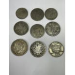 NINE VARIOUS COINS AND TOKENS
