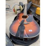 AN ASHTON ACOUSTIC GUITAR WITH CARRY BAG