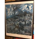 A FRAMED PRINT OF EL GRECO 'VIEW OF TOLEDO' 75CM X 60CM