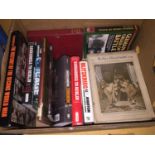 A BOX OF WAR RELATED BOOKS TO INCLUDE BRITAINS WONDERFUL AIR FORCE, BLITZKRIEG ETC. AND A QUANTITY