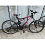 A LADIES COMPASS MOUNTAIN BIKE WITH FRONT AND REAR SUSPENSION AND 21 SPEED GEAR SYSTEM
