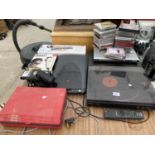 A LARGE ASSORTMENT OF ITEMS TO INCLUDE A SONY RECORD PLAYER, A SONY DVD POLAYER AND AN EPSON SCANNER