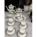 A ROYAL DOULTON 'RONDELAY' TEA/COFFEE SET TO INCLUDE TEAPOT, COFFEE POT, CUPS, SAUCERS, PLATES,