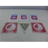 THREE 82ND AIRBORNE PLAQUES, TWO DESERT RAT PLAQUES AND A TRIANGULAR COW PLAQUE (6)