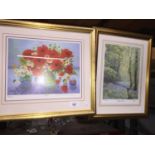 TWO LIMITED EDITION FRAMED PRINTS - 'POPPIES 116/2450 AND 'BLUEBELL WOOD' 2206/2450