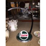 A CHROME AND GREEN 'CASTROL' PETROL PUMP HANDLE HEIGHT 35CM