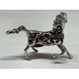 A MARKED SILVER HORSE PIN CUSHION