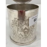 A SILVER PLATE ON COPPER MAPPIN AND WEBB LIDDED POT HEIGHT 9CM