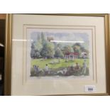 A FRAMED LIMITED EDITION - 259/850 - PRINT 'VILLAGE CRICKET SIGNED ANGELA FIELDER