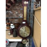 A MAHOGANY CASED 'BANJO' SHAPED BAROMETER HEIGHT APPROX 68CM
