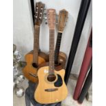 THREE ACOUSTIC GUITARS TO INCLUDE A CORT AND AN AUDITION