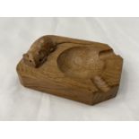 A HAND CARVED ROBERT THOMPSON OF KILBURN MOUSEMAN OAK ASHTRAY