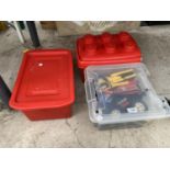 THREE PLASTIC TUBS CONTAINING AN ASSORTMENT OF LEGO