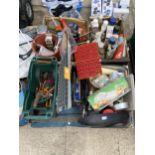 AN ASSORTMENT OF HOUSEHOLD CLEARANCE ITEMS TO INCLUDE GARDEN TOOLS AND PAINTS