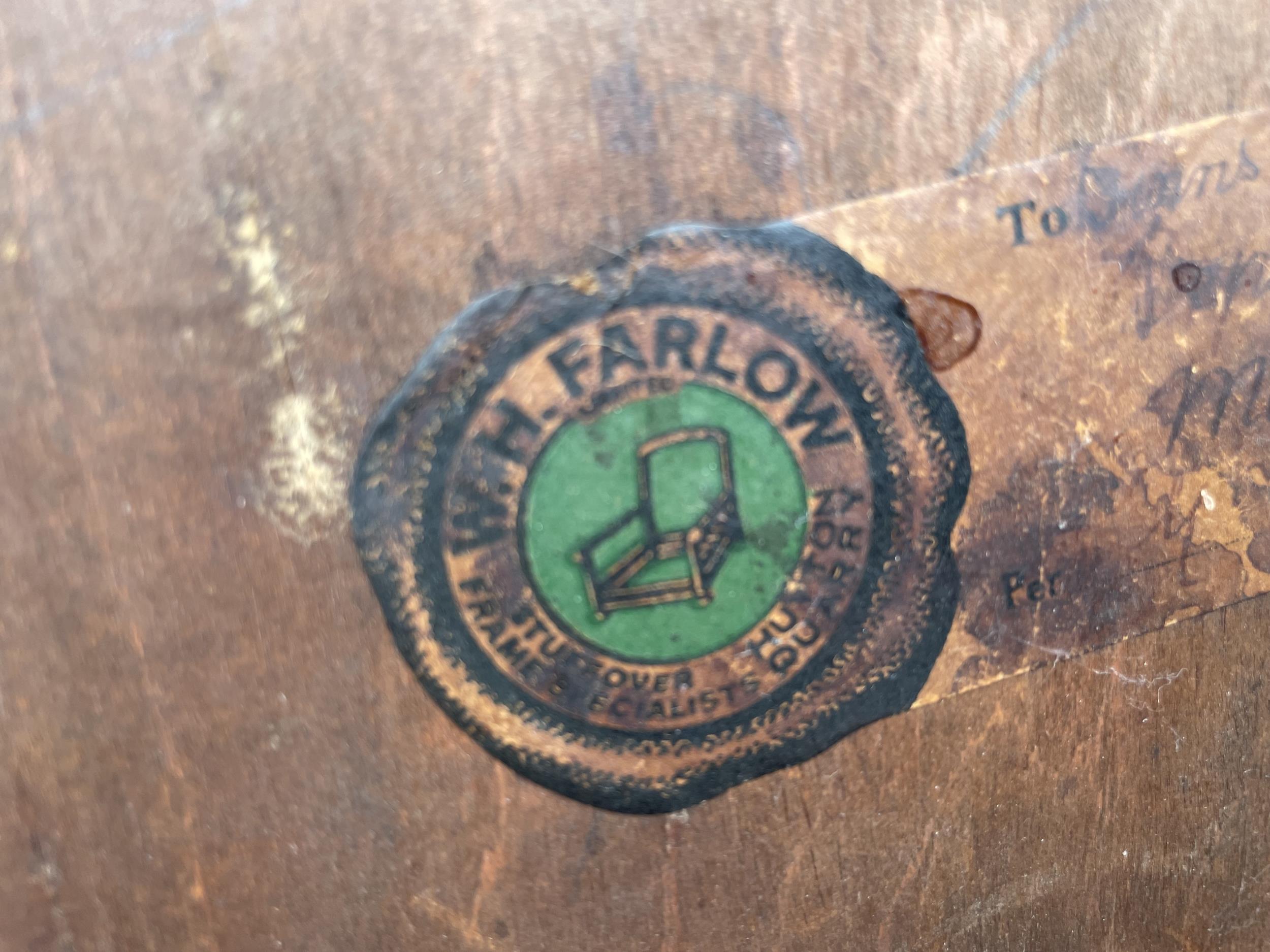 A SMALL STOOL ON TURNED LEGS BEARING W.H.FARLOW (HUTTON QUARRY) LABEL - Image 3 of 3