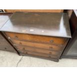 A MID 20TH CENTURY CHEST OF FOUR DRAWERS, 34" WIDE