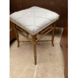 A 19TH CENTURY FAUX BAMBOO STOOL, 12" SQUARE