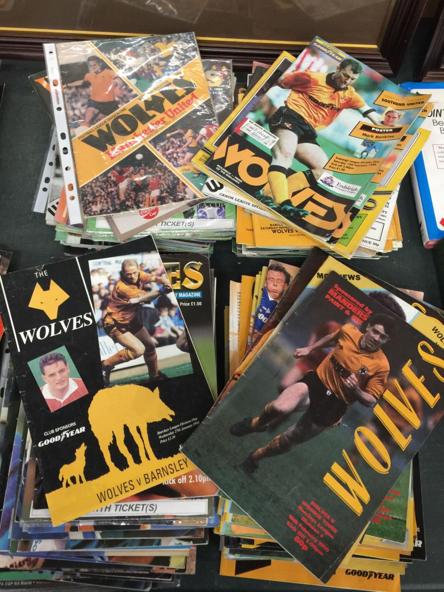 A VERY LARGE COLLECTION WOLVES HOME PROGRAMMES TO INCLUDE V MAN UNITED 1980, V ARSENAL FA CUP