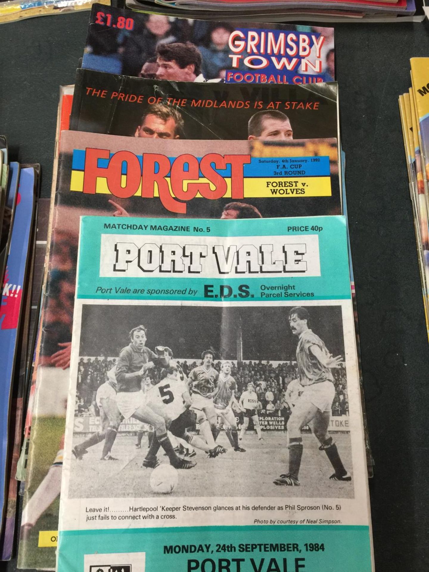 A QUANTITY OF WOLVES AWAY PROGRAMMES PORT VALE 1984 & 95, FORREST 1992, GRIMSBY 1995, BARNSLEY 1997,