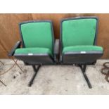 A PAIR OF RETRO CINEMA SEATS BEARING THE NUMBERS 14 & 15