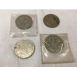 FOUR HALFCROWNS 1928, 1939, 1943, 1945(BELIEVED VF)